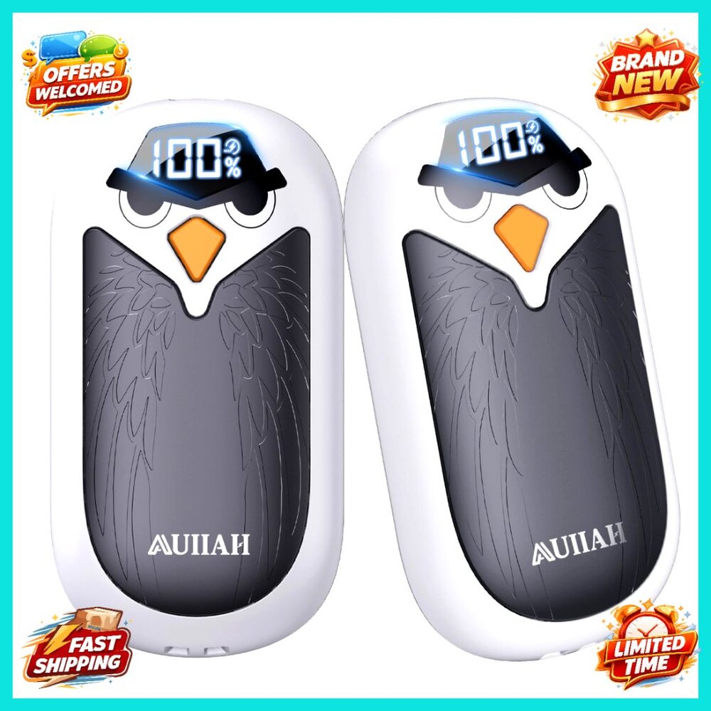 Rechargeable Hand Warmers 2 Pack with LED Display, 4 Heat Settings, Portable